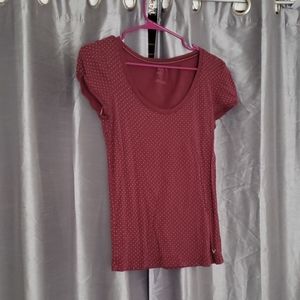 Burgundy and white shirt